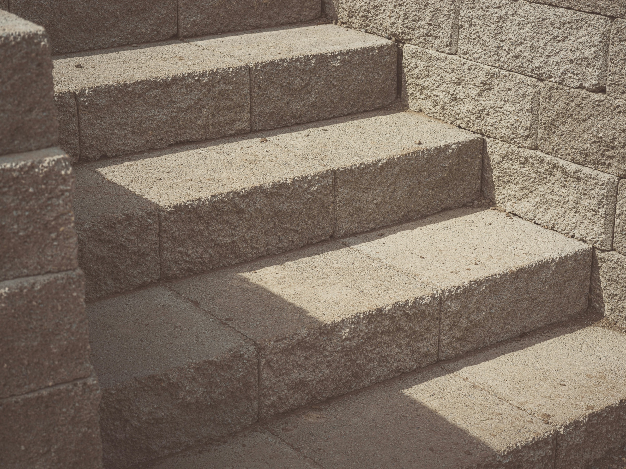 Wide stone steps in daylight