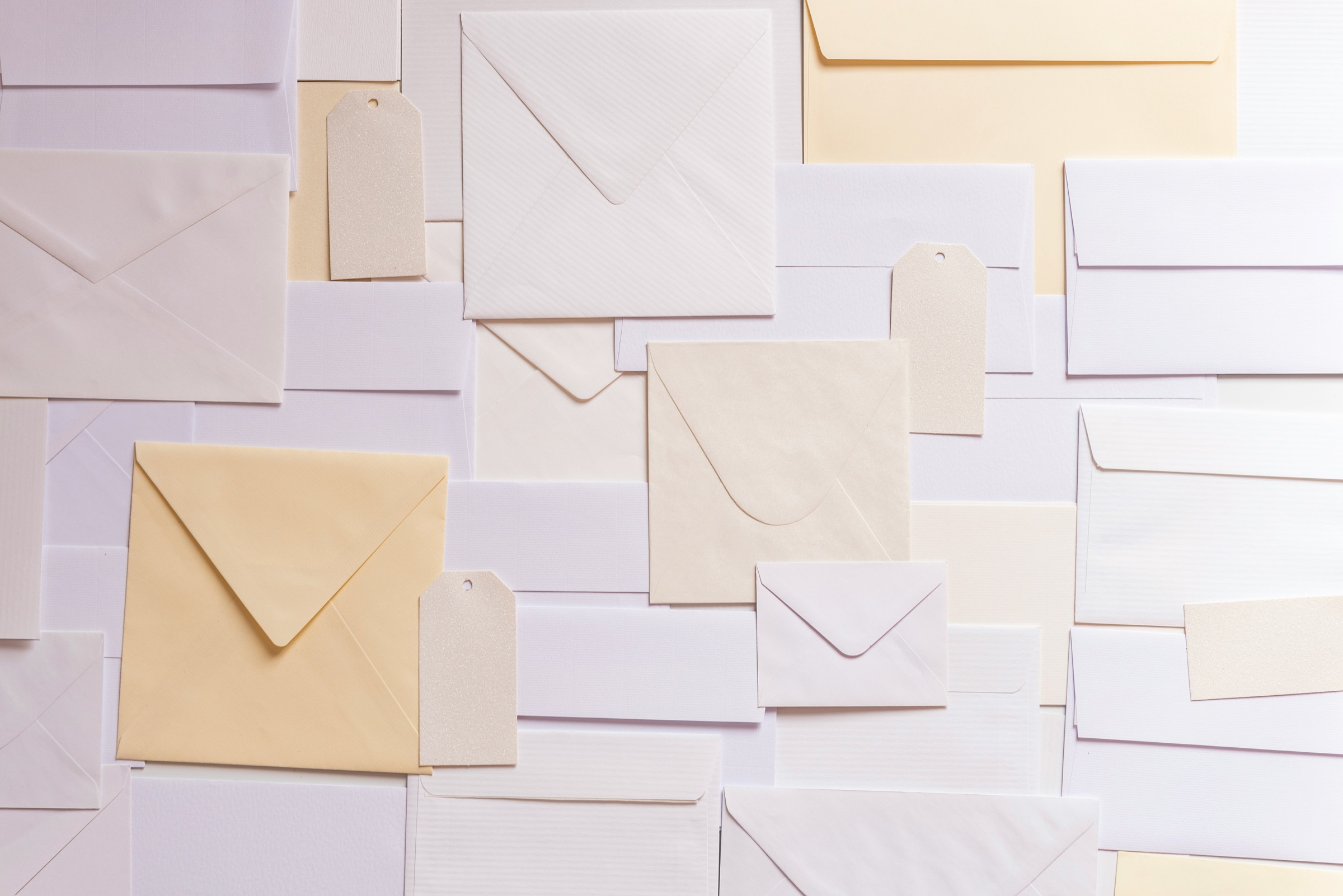Plain white and cream envelopes